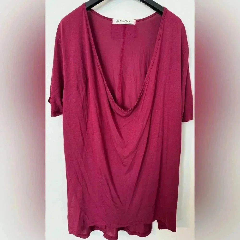 We The Free | Free People | Draped Top | Size Large | Pink Burgundy RN#66170